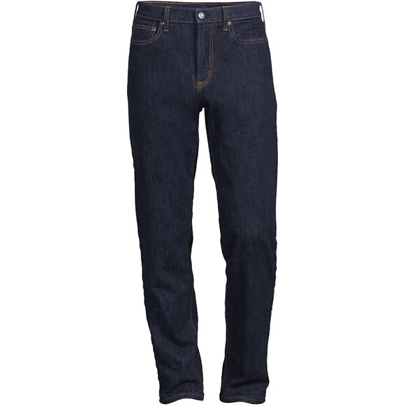 NWT Lands' End Men's Flannel Lined Jeans Dark Wash Black Watch Plaid 38X34 38/34 - Picture 4 of 9